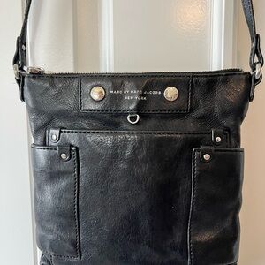 Marc Jacobs Black Leather Messenger Bag